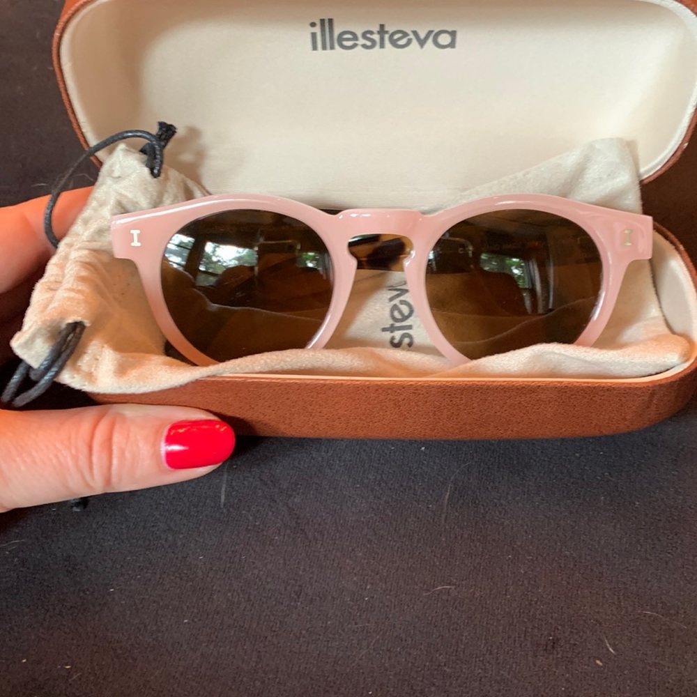 Illesteva for J Crew Leonard Sunglasses in pink tortoise